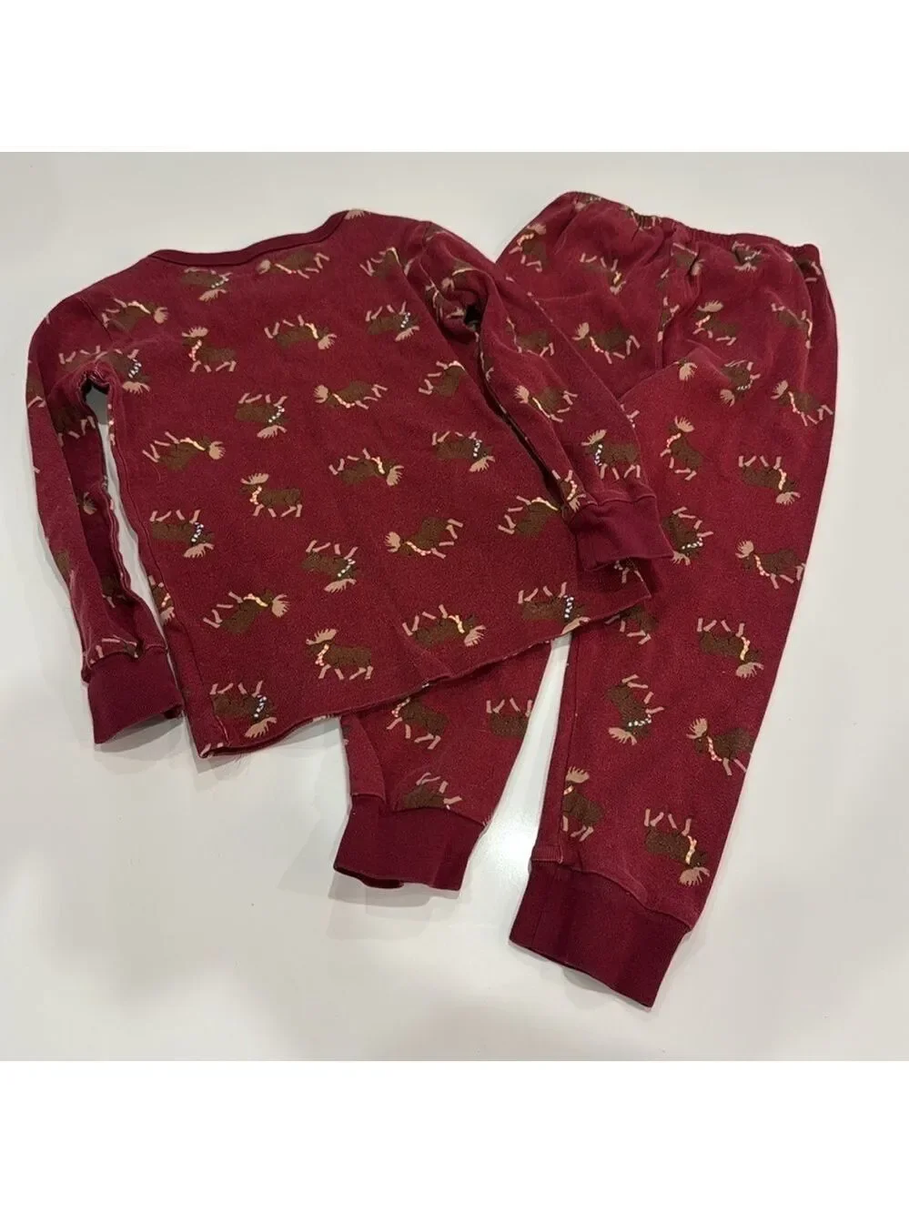 Janie and Jack Burgundy Moose Christmas Pajama Set Size 4